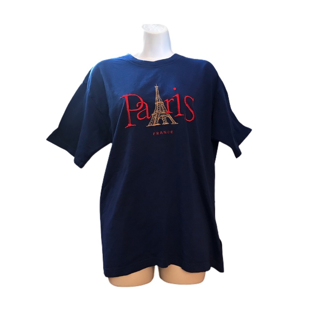 Paris Graphic Blue T-Shirt | Casual Short Sleeve Tee | Travel Style XL